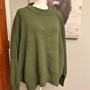 White Birch Forest Green Cowl Neck Sweater